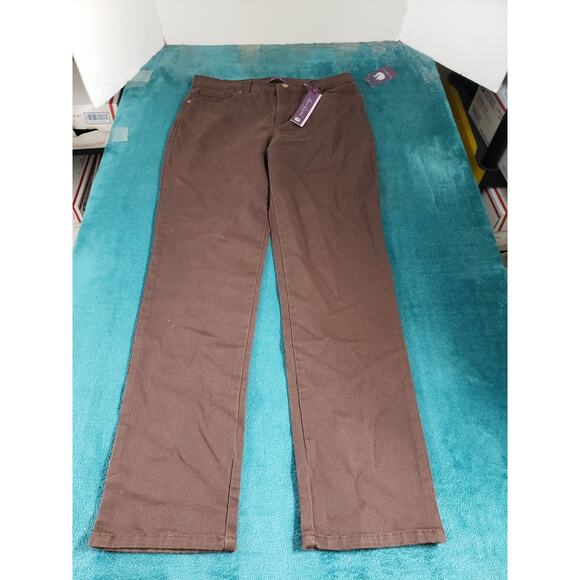 Gloria Vanderbilt Jeans Size 8 Petite Womens Brown Pants Stretch Straight NWT - Picture 2 of 15